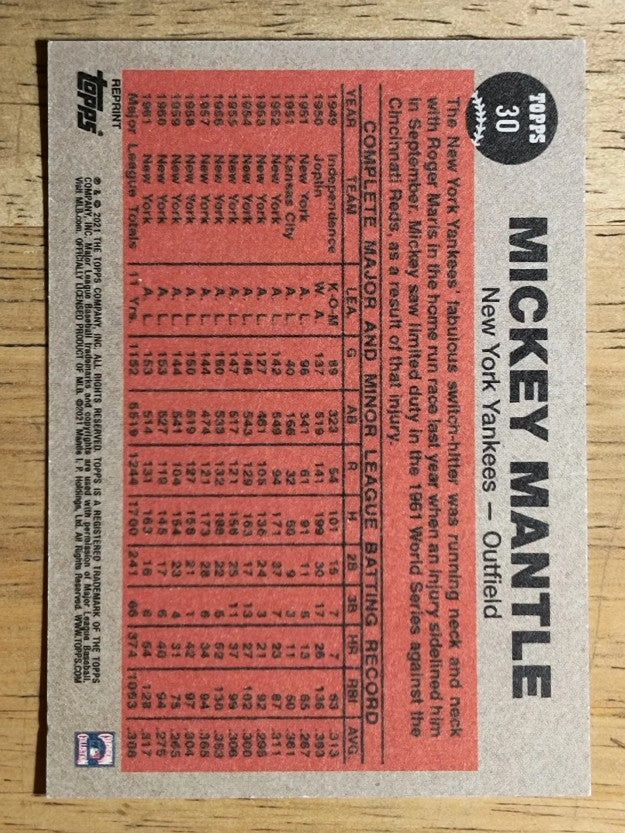 2021 Topps X Mickey Mantle #30 Mickey Mantle/1962 Switch Hitter