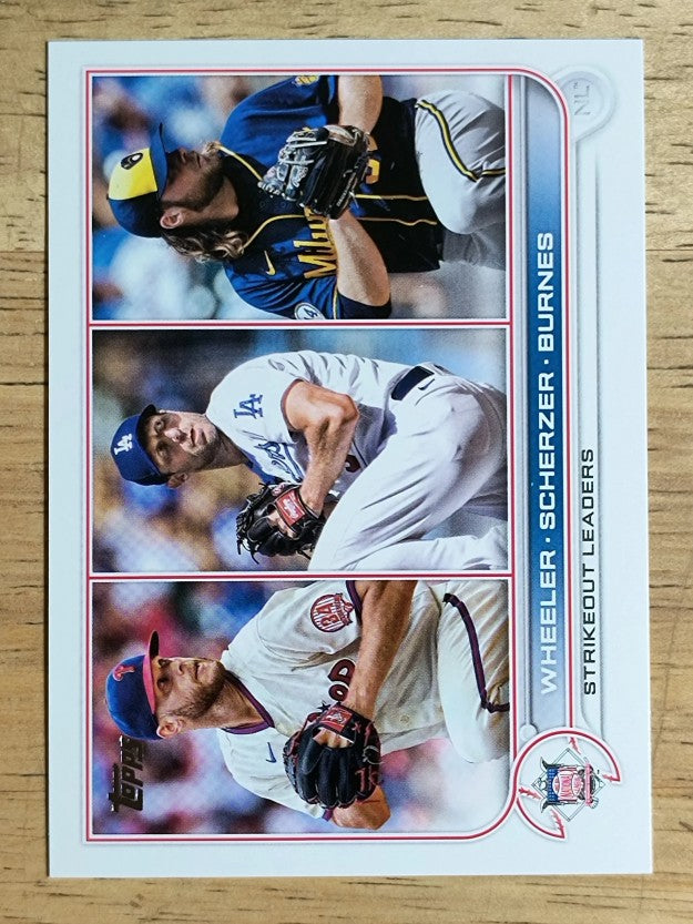 2022 Topps #127 Zack Wheeler/Max Scherzer/Corbin Burnes LL