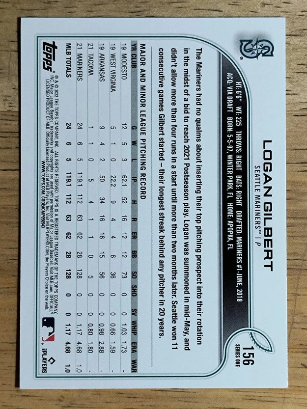 2022 Topps #156 Logan Gilbert