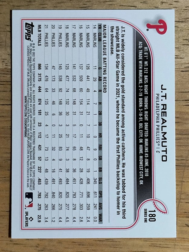 2022 Topps #180 J.T. Realmuto