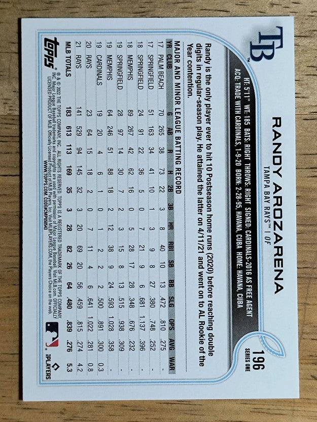 2022 Topps #196 Randy Arozarena