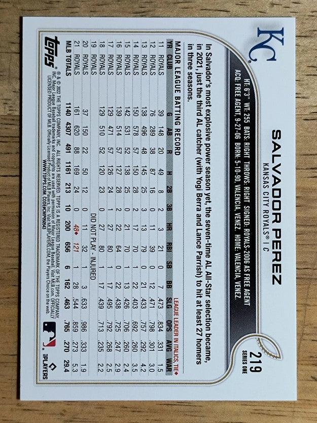 2022 Topps #219 Salvador Perez
