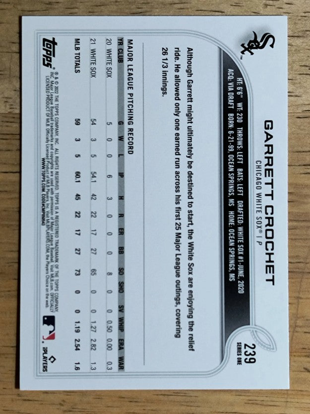 2022 Topps #239 Garrett Crochet