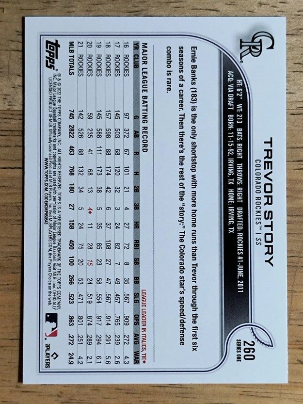 2022 Topps #260 Trevor Story