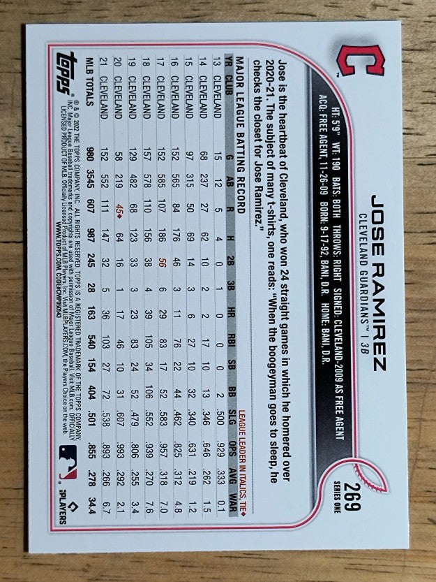 2022 Topps #269 Jose Ramirez