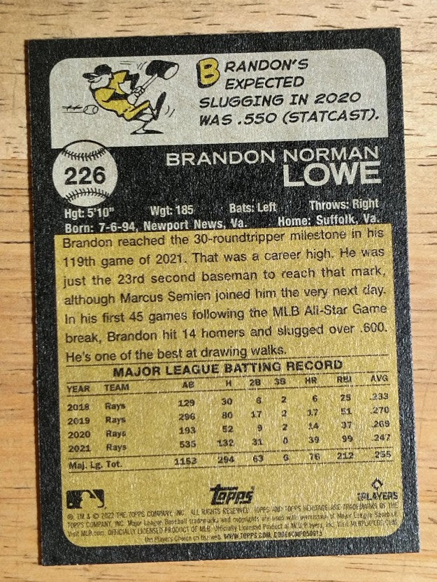 2022 Topps Heritage #226 Brandon Lowe