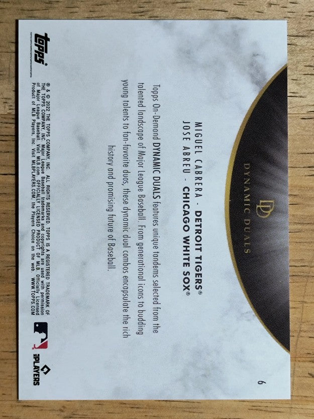 2022 Topps On Demand Dynamic Duals #6 Jose Abreu/Miguel Cabrera