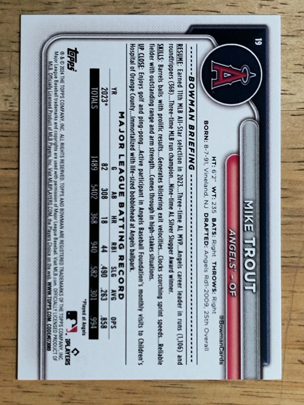 2024 Bowman #19 Mike Trout