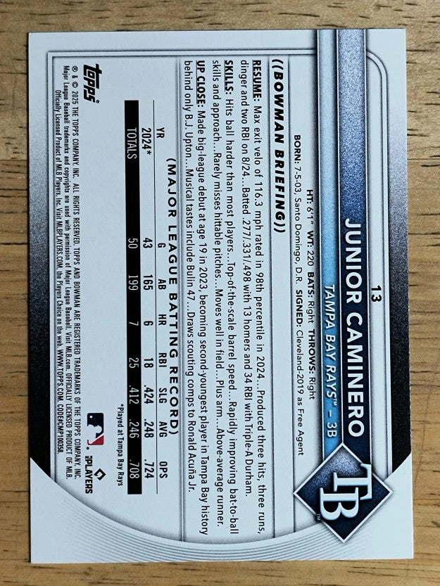 2025 Bowman #13 Junior Caminero