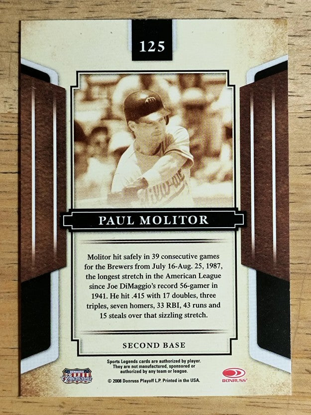 2008 Donruss Sports Legends #125 Paul Molitor