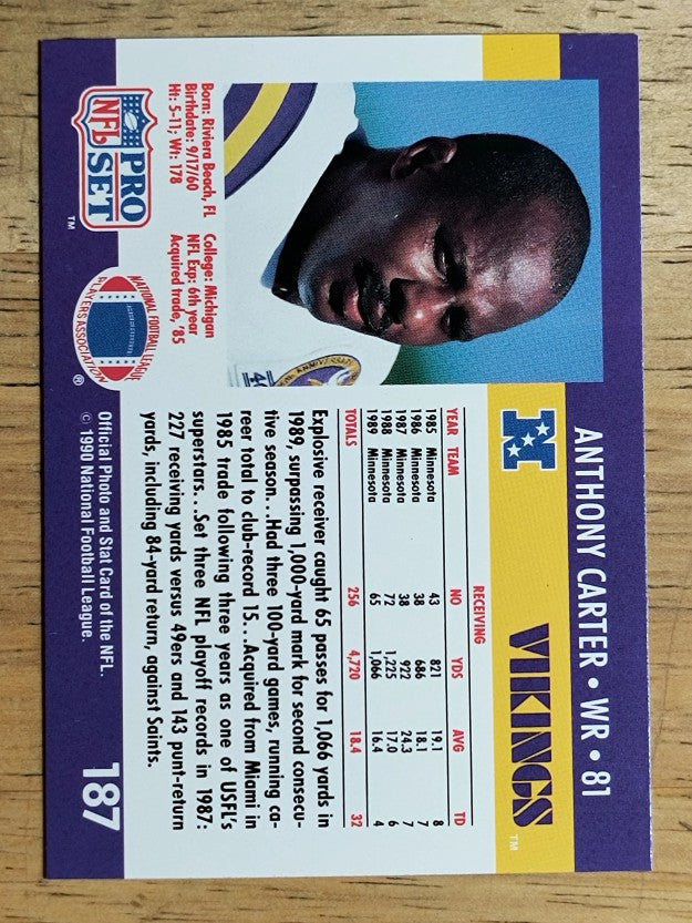 1990 Pro Set #187 Anthony Carter