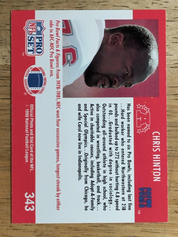 1990 Pro Set #343A Chris Hinton PB/No trade card front