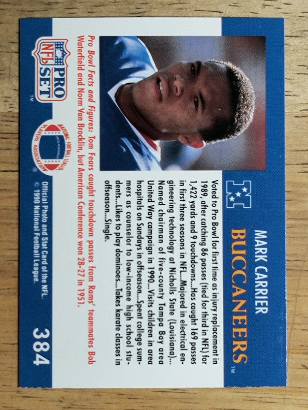 1990 Pro Set #384 Mark Carrier WR PB