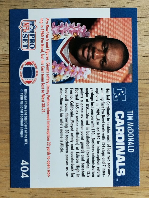 1990 Pro Set #404 Tim McDonald PB