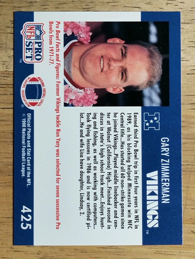 1990 Pro Set #425 Gary Zimmerman PB