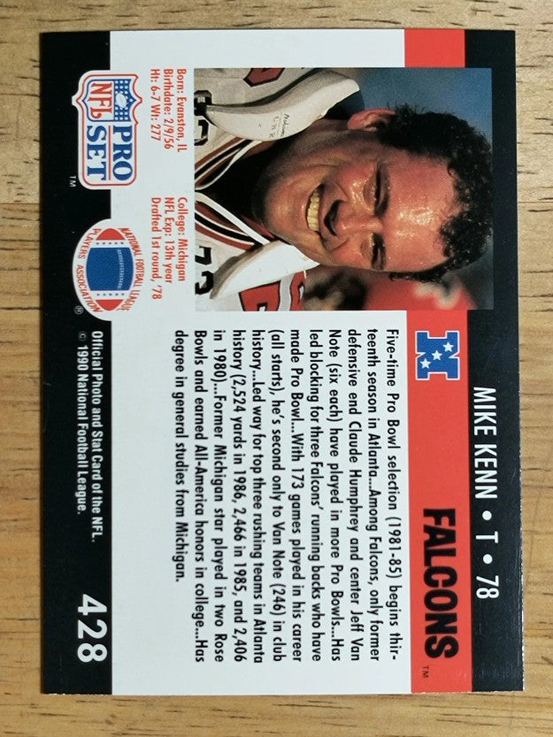 1990 Pro Set #428 Mike Kenn