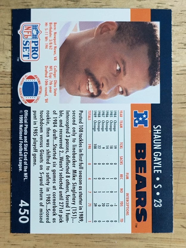 1990 Pro Set #450 Shaun Gayle RC