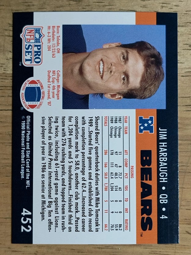 1990 Pro Set #452 Jim Harbaugh