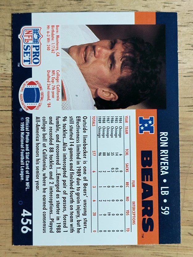 1990 Pro Set #456 Ron Rivera