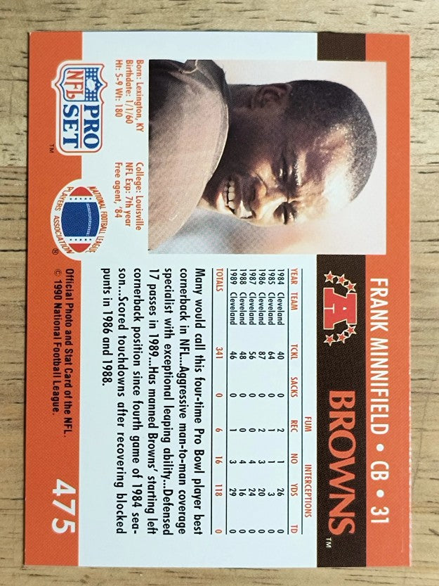 1990 Pro Set #475 Frank Minnifield
