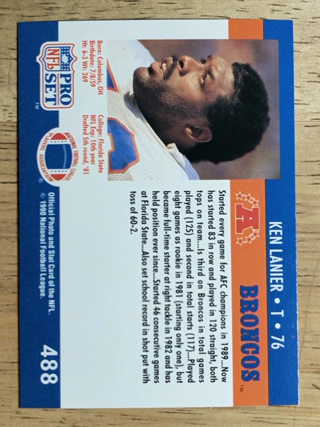 1990 Pro Set #488 Ken Lanier RC