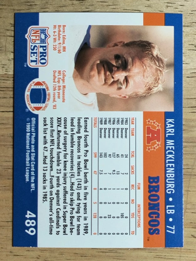 1990 Pro Set #489 Karl Mecklenburg