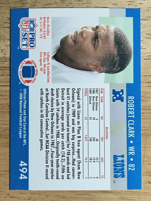 1990 Pro Set #494 Robert Clark RC