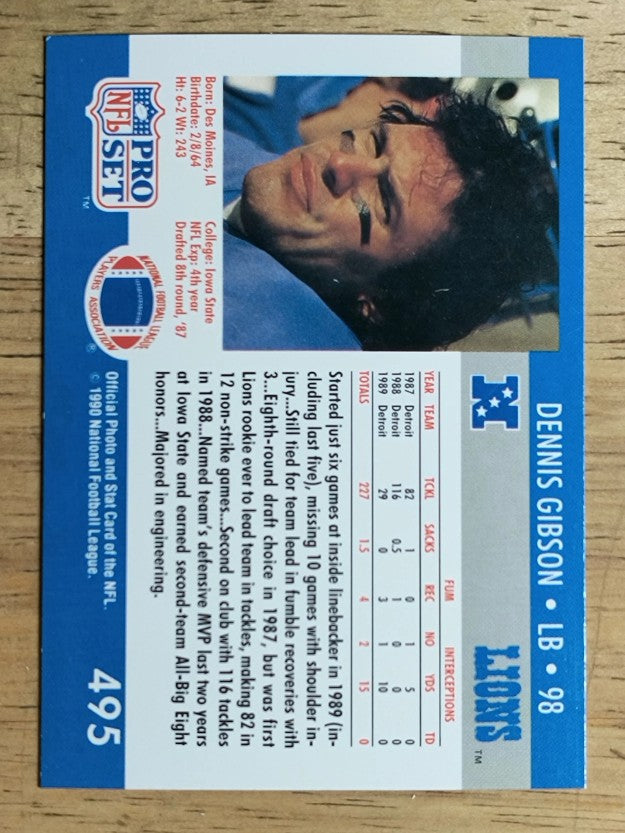 1990 Pro Set #495 Dennis Gibson