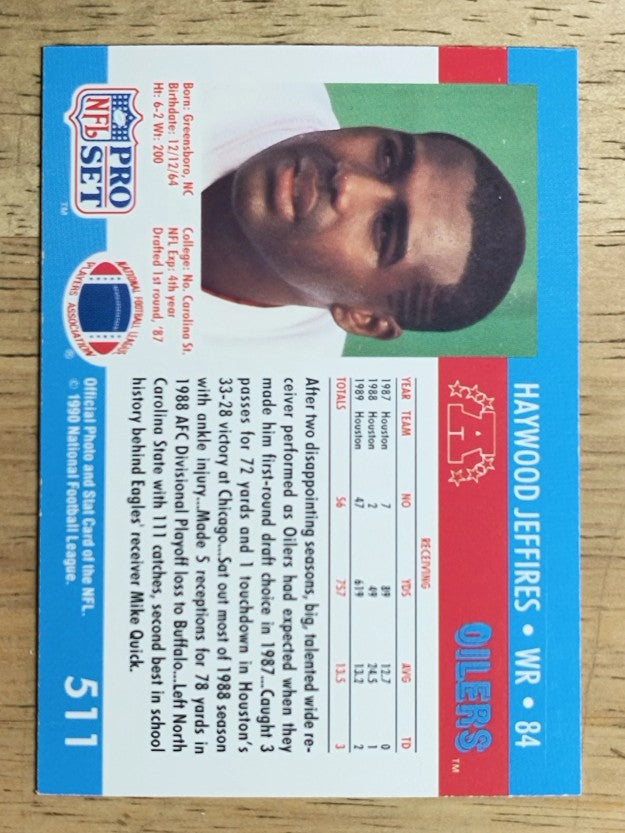 1990 Pro Set #511 Haywood Jeffires RC