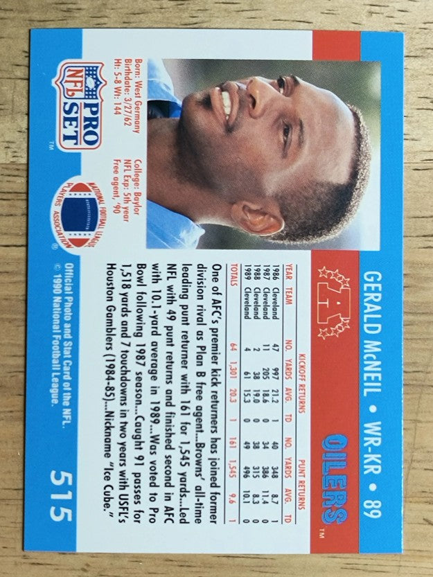 1990 Pro Set #515 Gerald McNeil