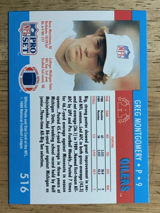 1990 Pro Set #516 Greg Montgomery RC