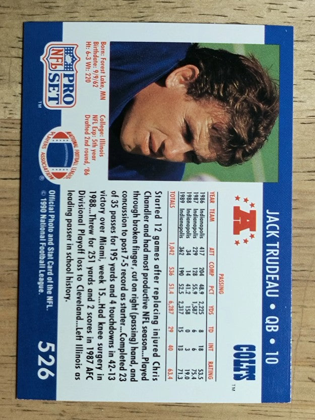 1990 Pro Set #526 Jack Trudeau