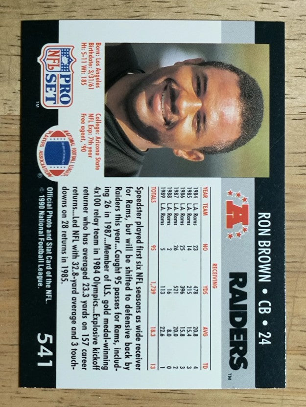 1990 Pro Set #541 Ron Brown
