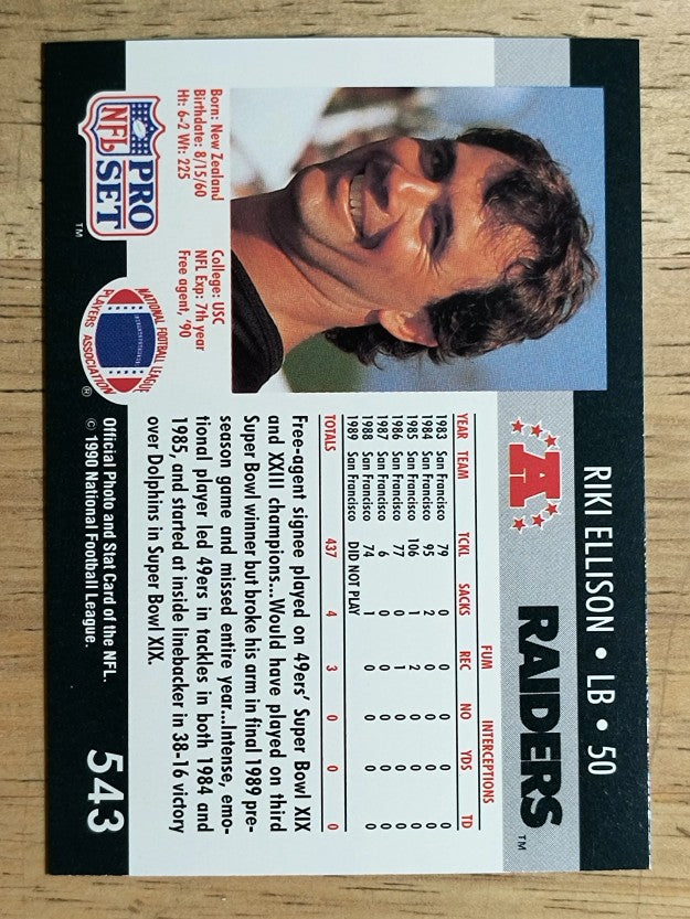 1990 Pro Set #543 Riki Ellison