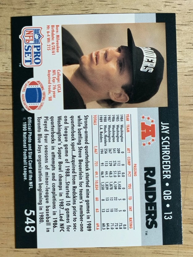 1990 Pro Set #548 Jay Schroeder