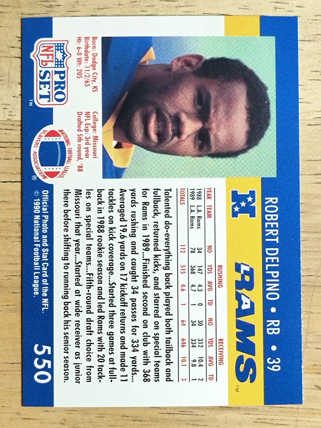 1990 Pro Set #550 Robert Delpino