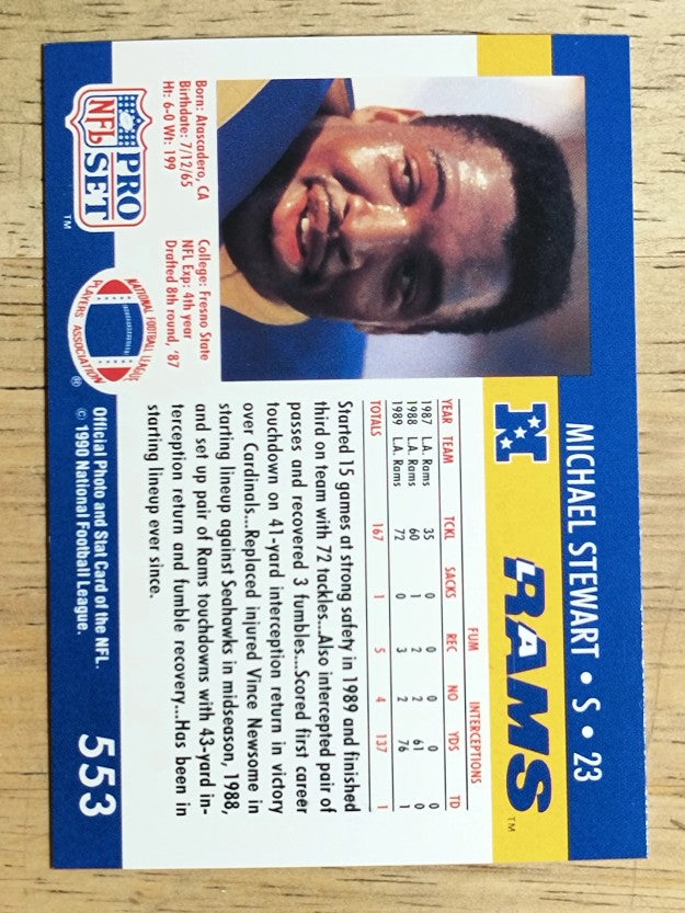 1990 Pro Set #553 Michael Stewart RC
