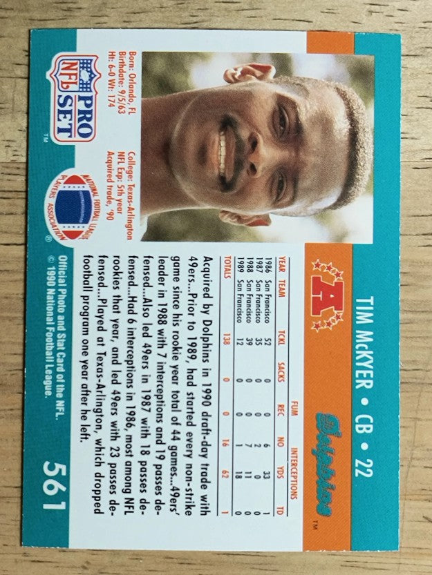 1990 Pro Set #561 Tim McKyer