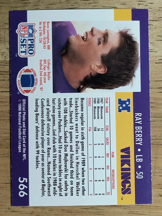 1990 Pro Set #566 Ray Berry