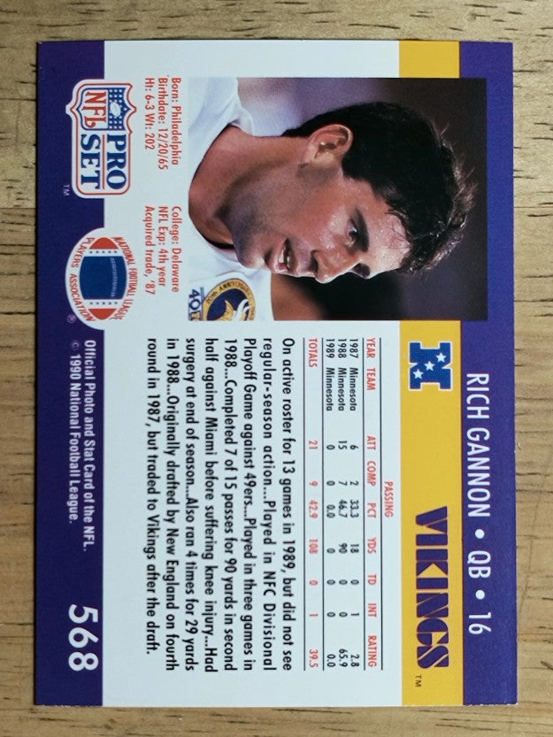 1990 Pro Set #568 Rich Gannon RC