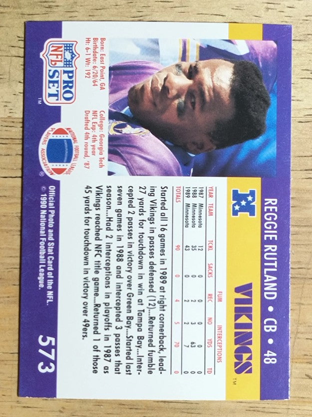 1990 Pro Set #573 Reggie Rutland RC