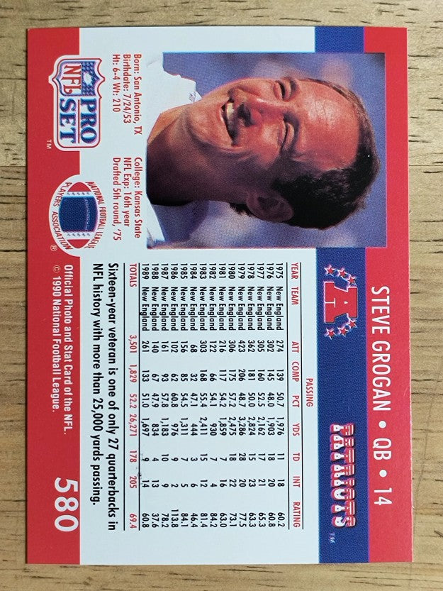 1990 Pro Set #580 Steve Grogan