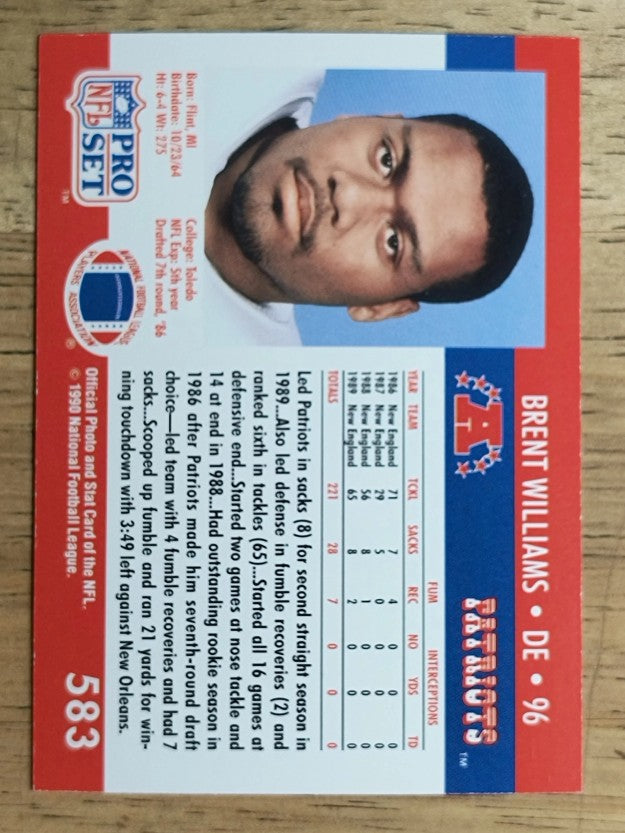 1990 Pro Set #583 Brent Williams