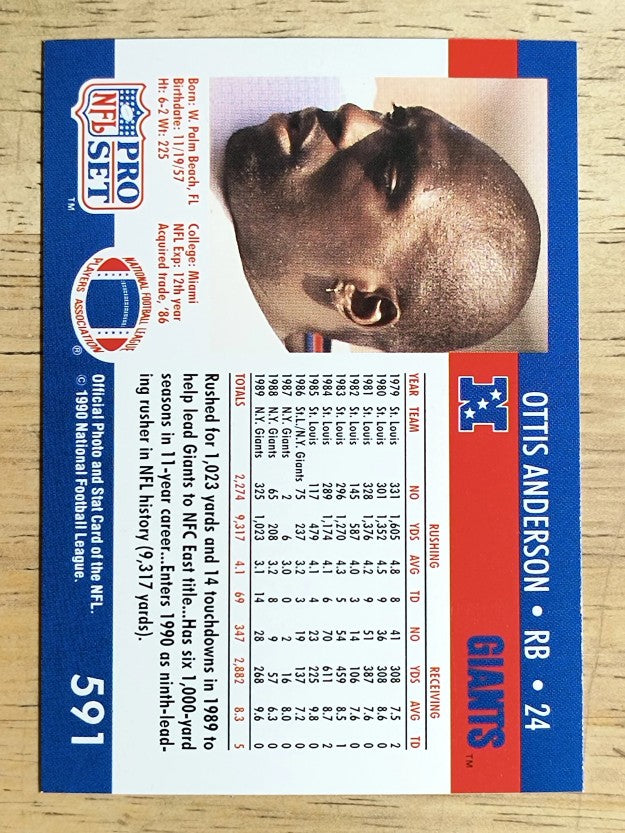 1990 Pro Set #591 Ottis Anderson