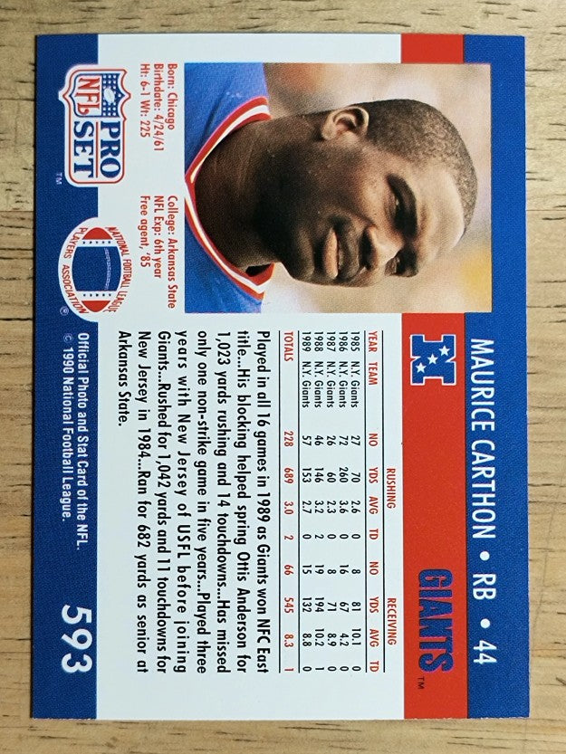 1990 Pro Set #593 Maurice Carthon