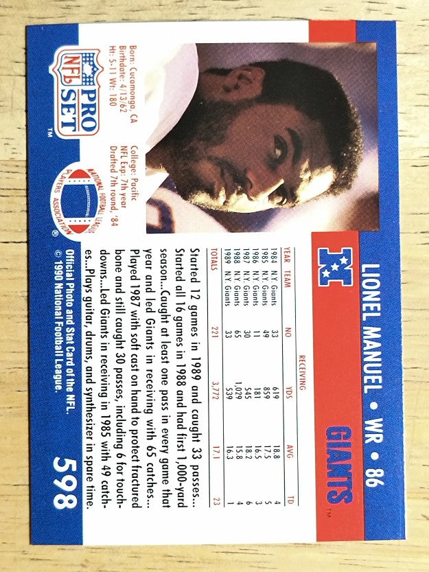 1990 Pro Set #598 Lionel Manuel