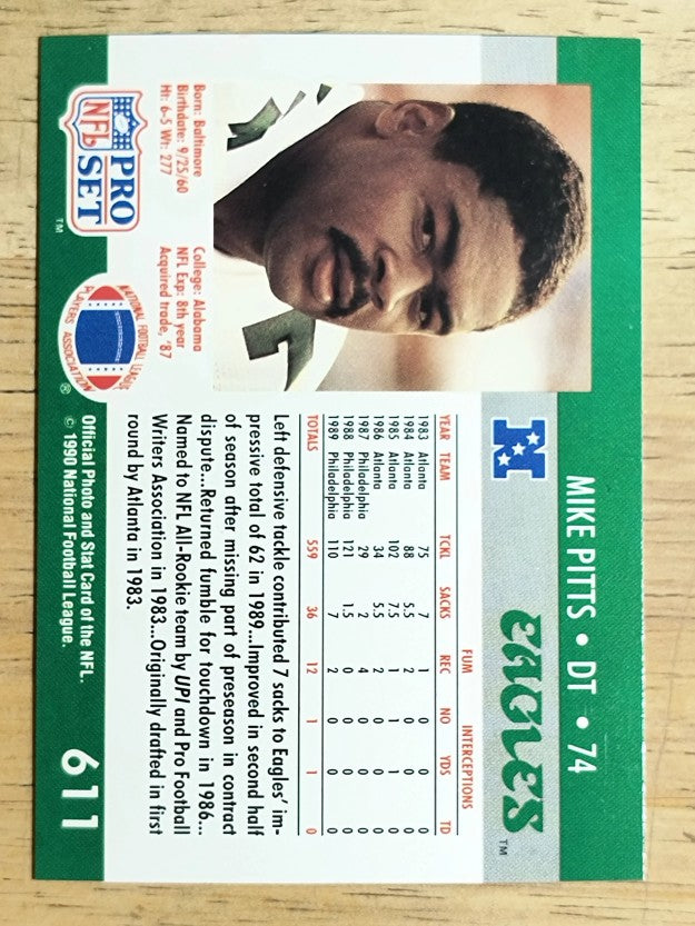 1990 Pro Set #611 Mike Pitts