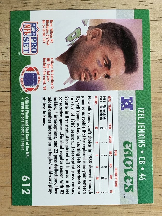 1990 Pro Set #612 Izel Jenkins RC