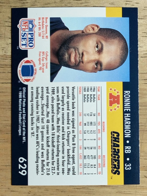 1990 Pro Set #629 Ronnie Harmon