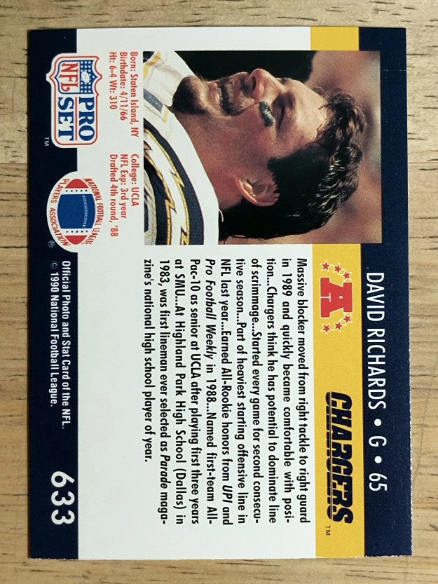 1990 Pro Set #633B David Richards RC COR/Back says G